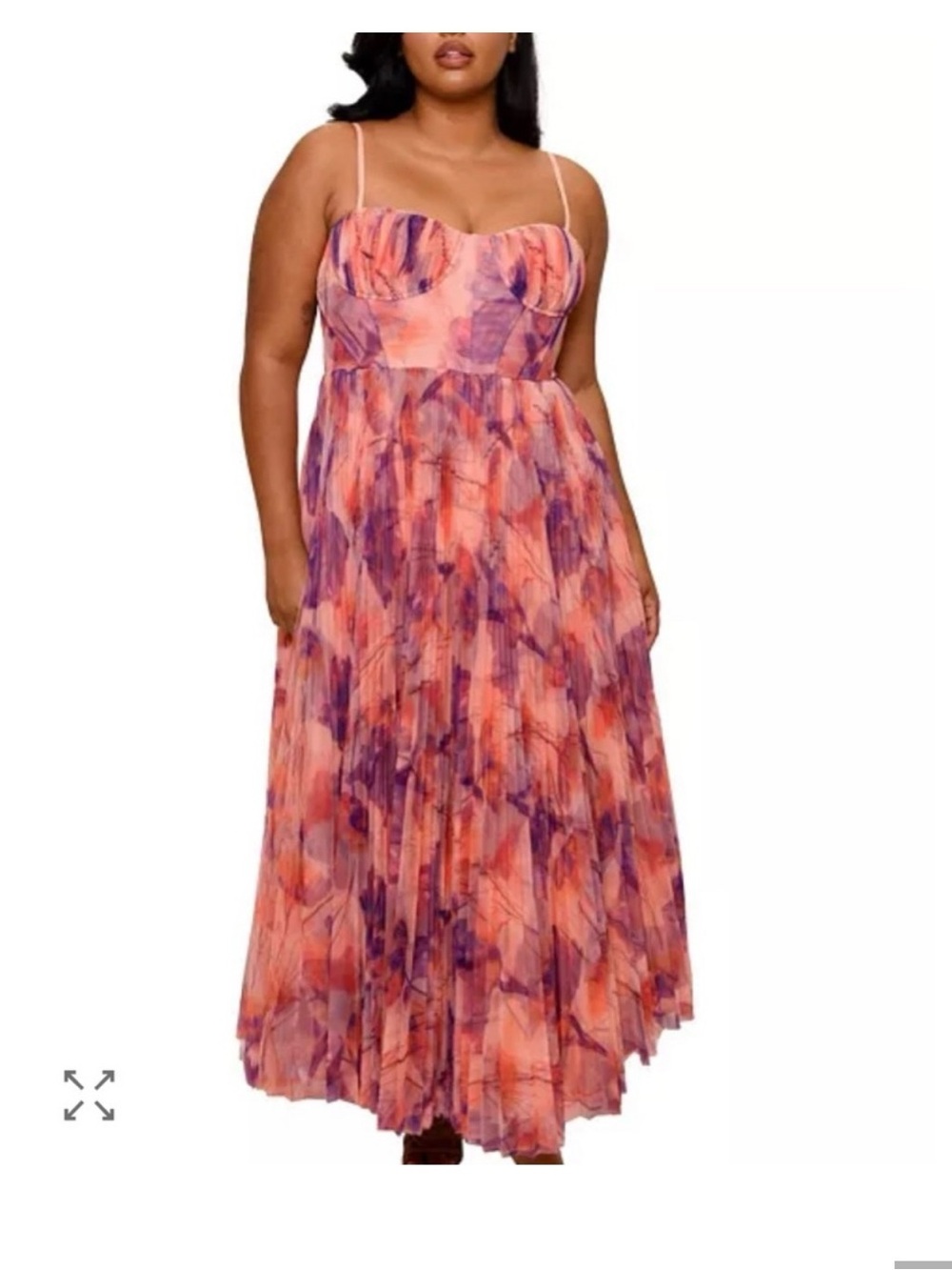Anthropologie Watercolor Floral Maxi in Pink, peach and Purple.